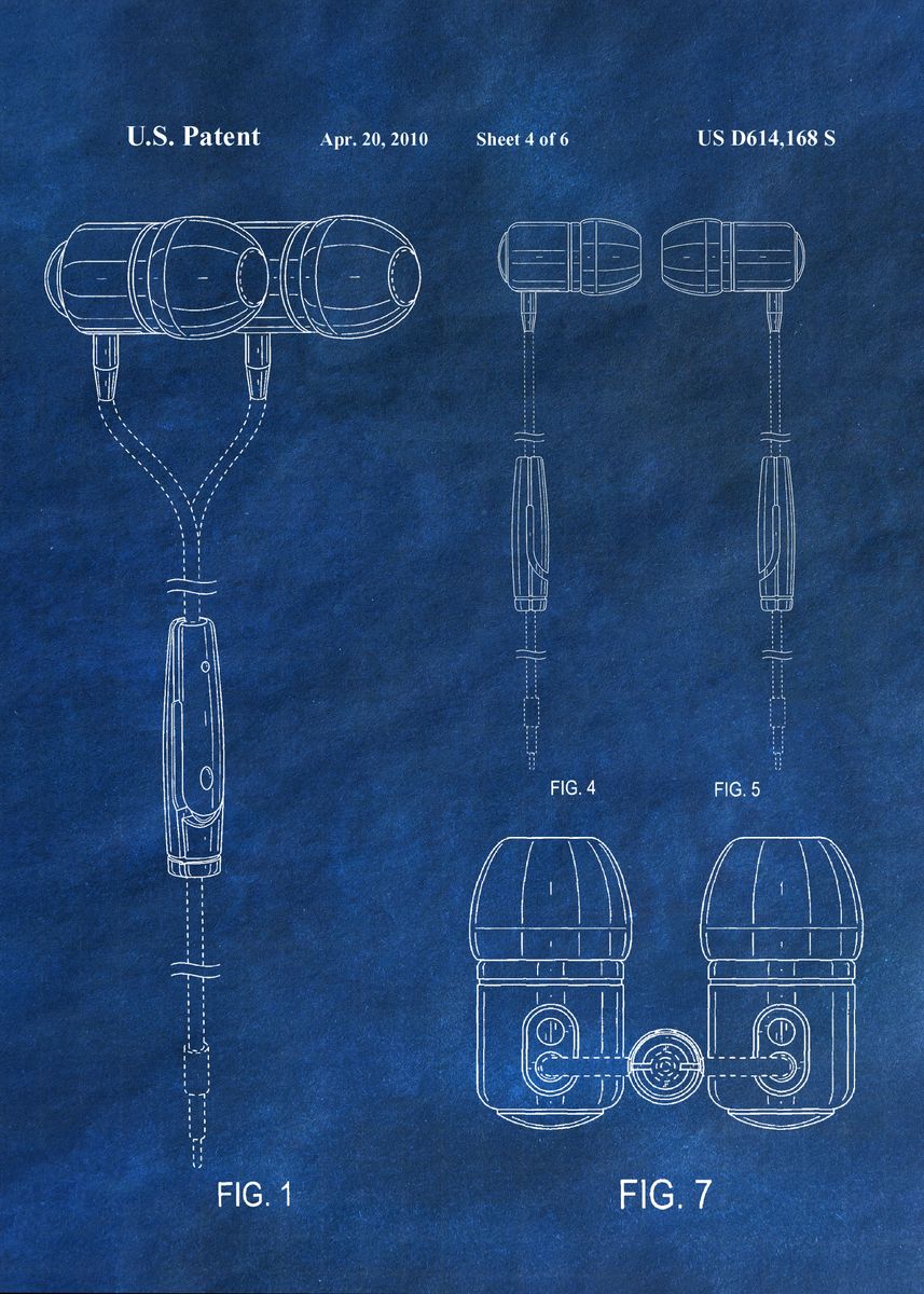 'Headphones Blueprint' Poster, picture, metal print, paint by Posterium ...