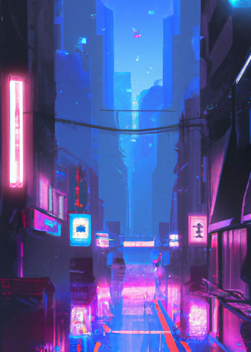 'Neon City' Poster by Wuzzidy  | Displate