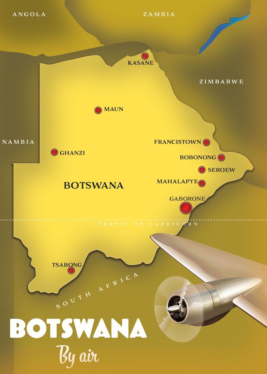 'Vintage map of Botswana' Poster by Nick Greenaway | Displate