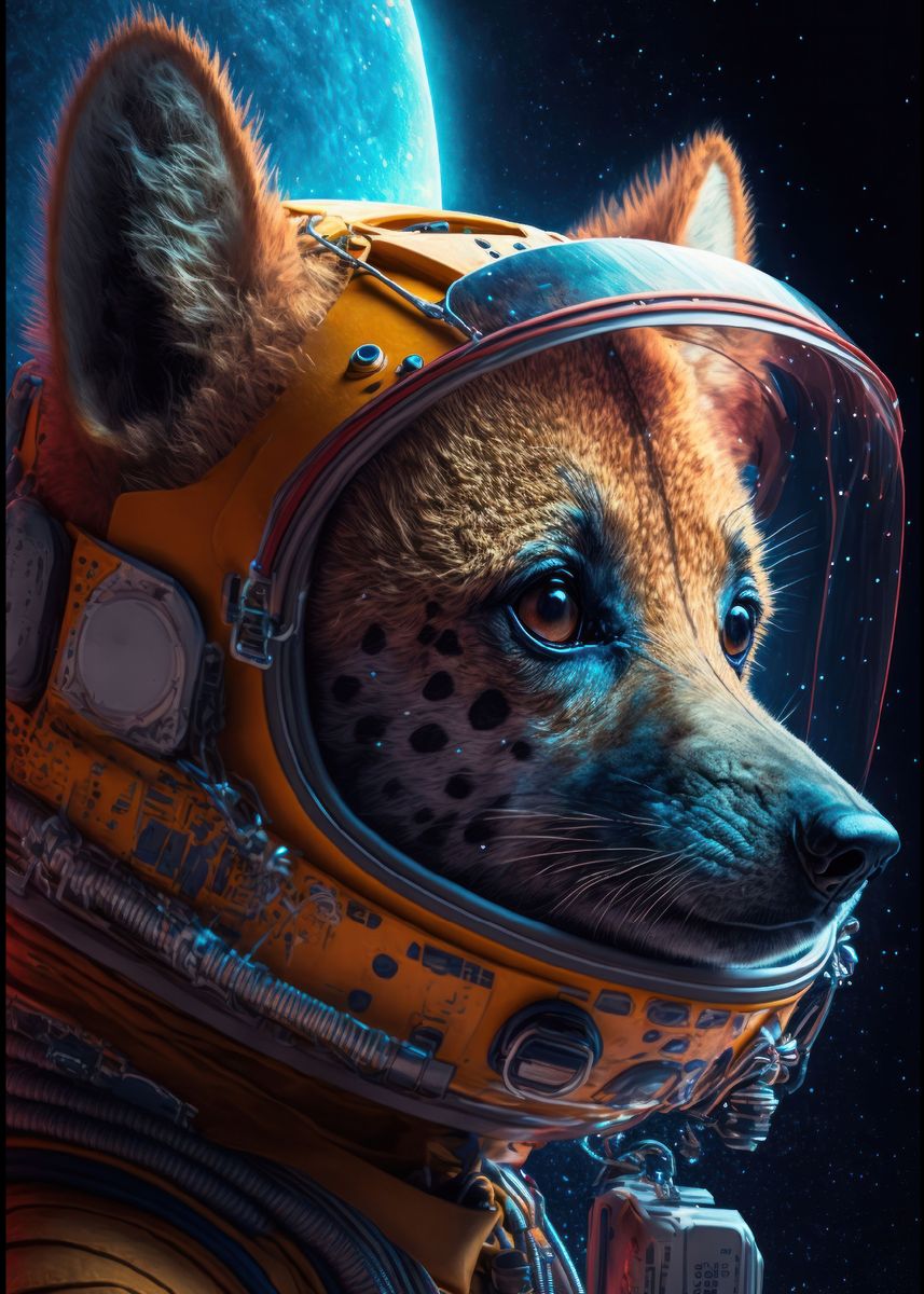 'astronaut hyena' Poster by Freddie  | Displate