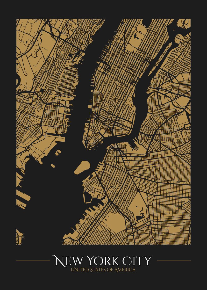 'New York City Map ' Poster, picture, metal print, paint by Enzaro