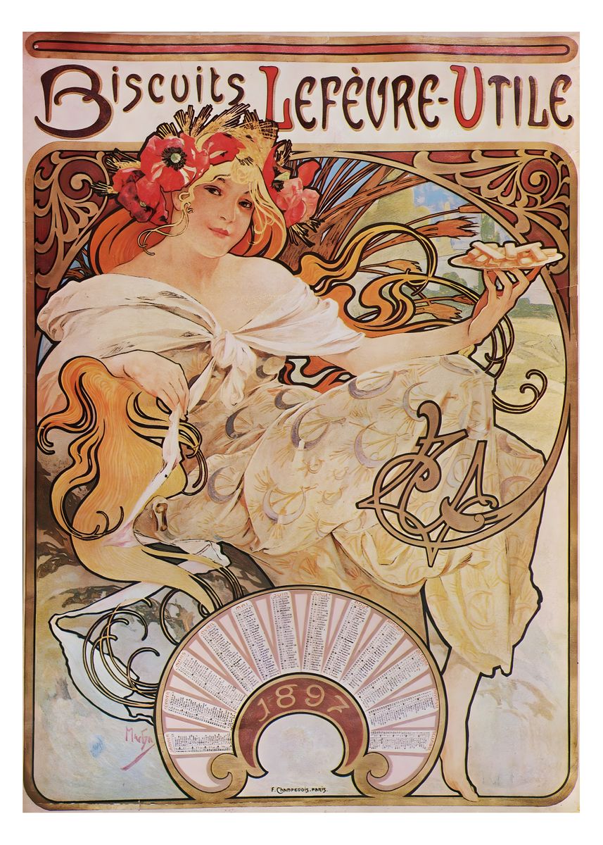 'Alphonse Mucha Art Nouveau' Poster, picture, metal print, paint by ...