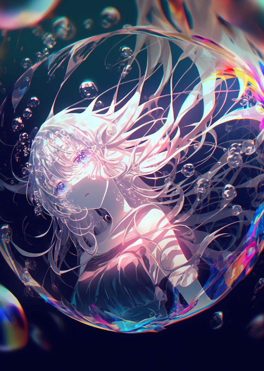 'anime girl inside bubbles' Poster by artH Displate