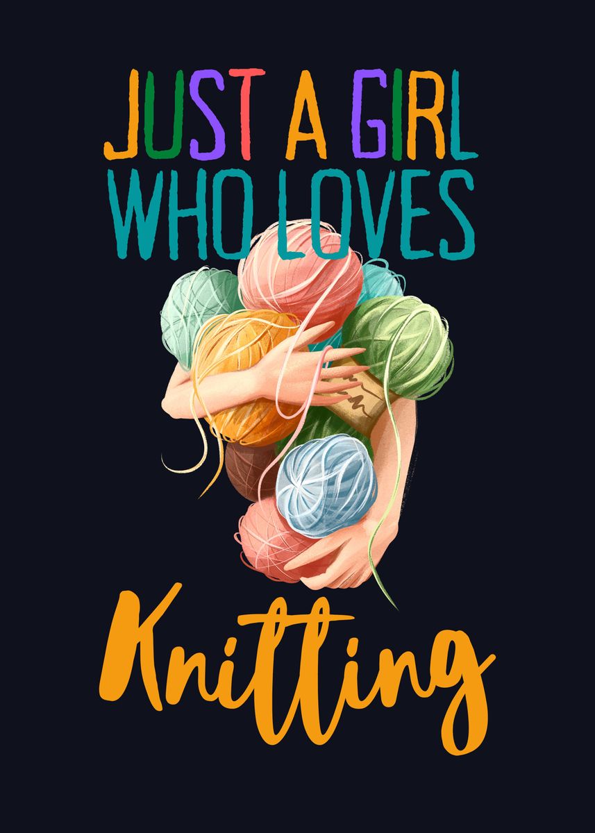 'Girl Who Loves Knitting' Poster by Ba Ab | Displate