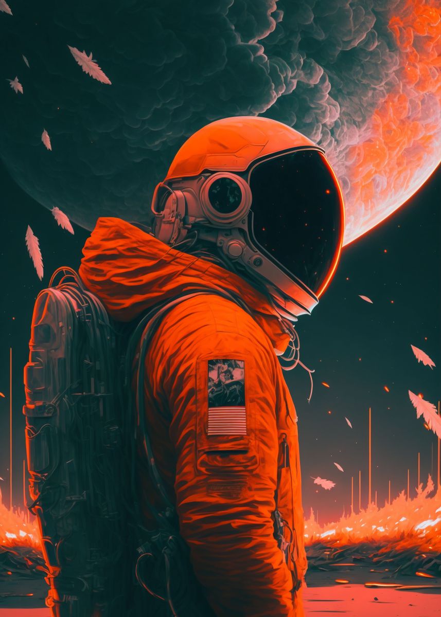 'Astronaut and Moon' Poster by Cybronauts | Displate