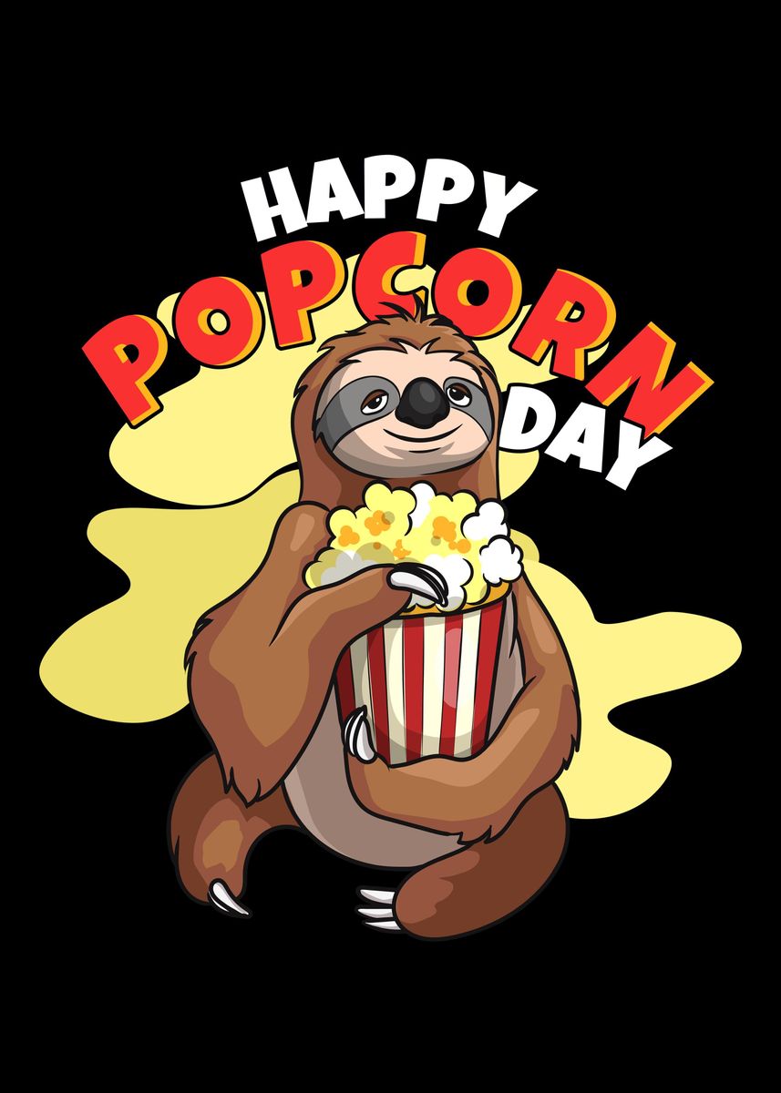 'Happy Popcorn Day' Poster, picture, metal print, paint by Hexor Displate