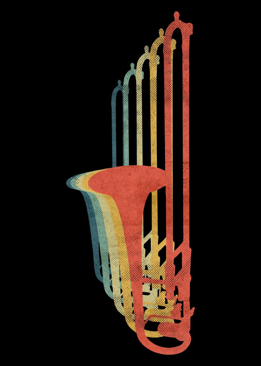 Trombone vintage décoration murale 1980