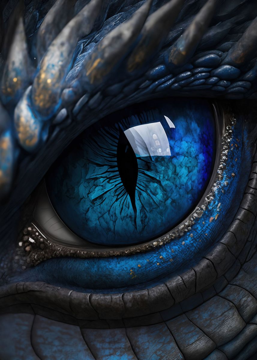 'Blue Dragon Eye' Poster, picture, metal print, paint by DervlexArt ...