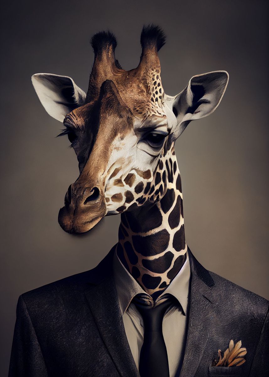 'Giraffe Suit Animal' Poster, picture, metal print, paint by ...