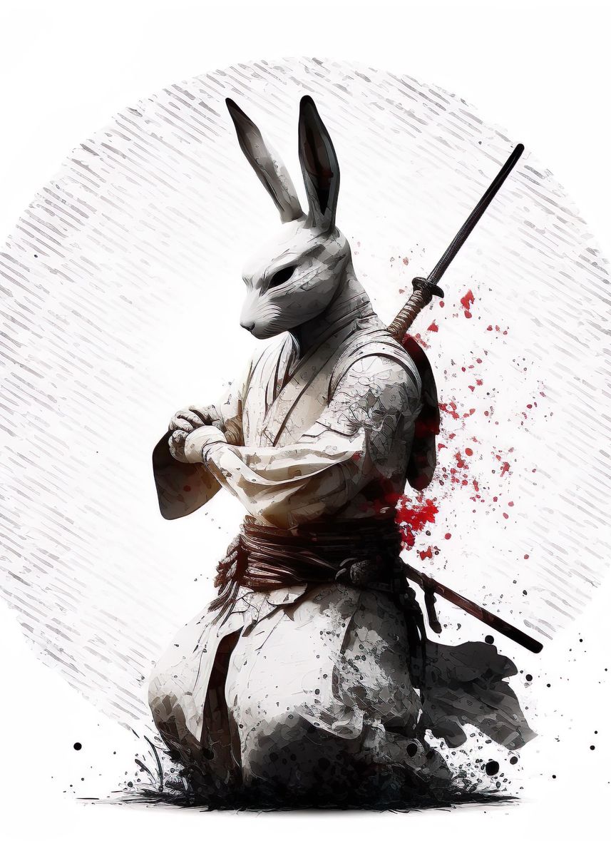 'Samurai Rabbit' Poster, picture, metal print, paint by Guillaume ...