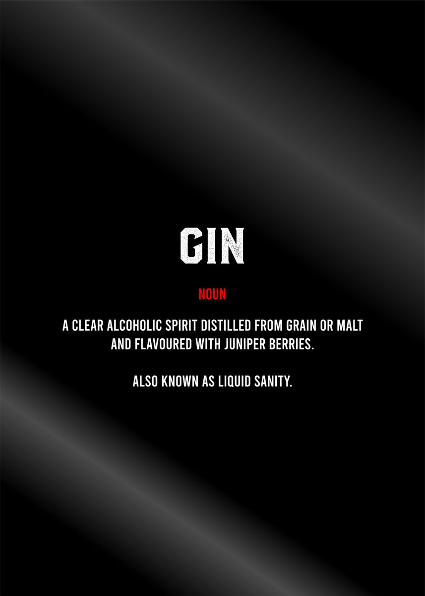 'gin definition text art' Poster, picture, metal print, paint by