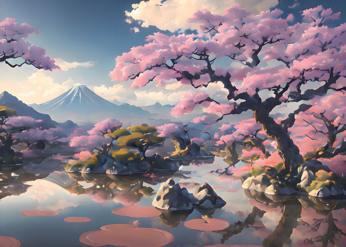 'Japanese Landscape Art' Poster by Xethrocc | Displate