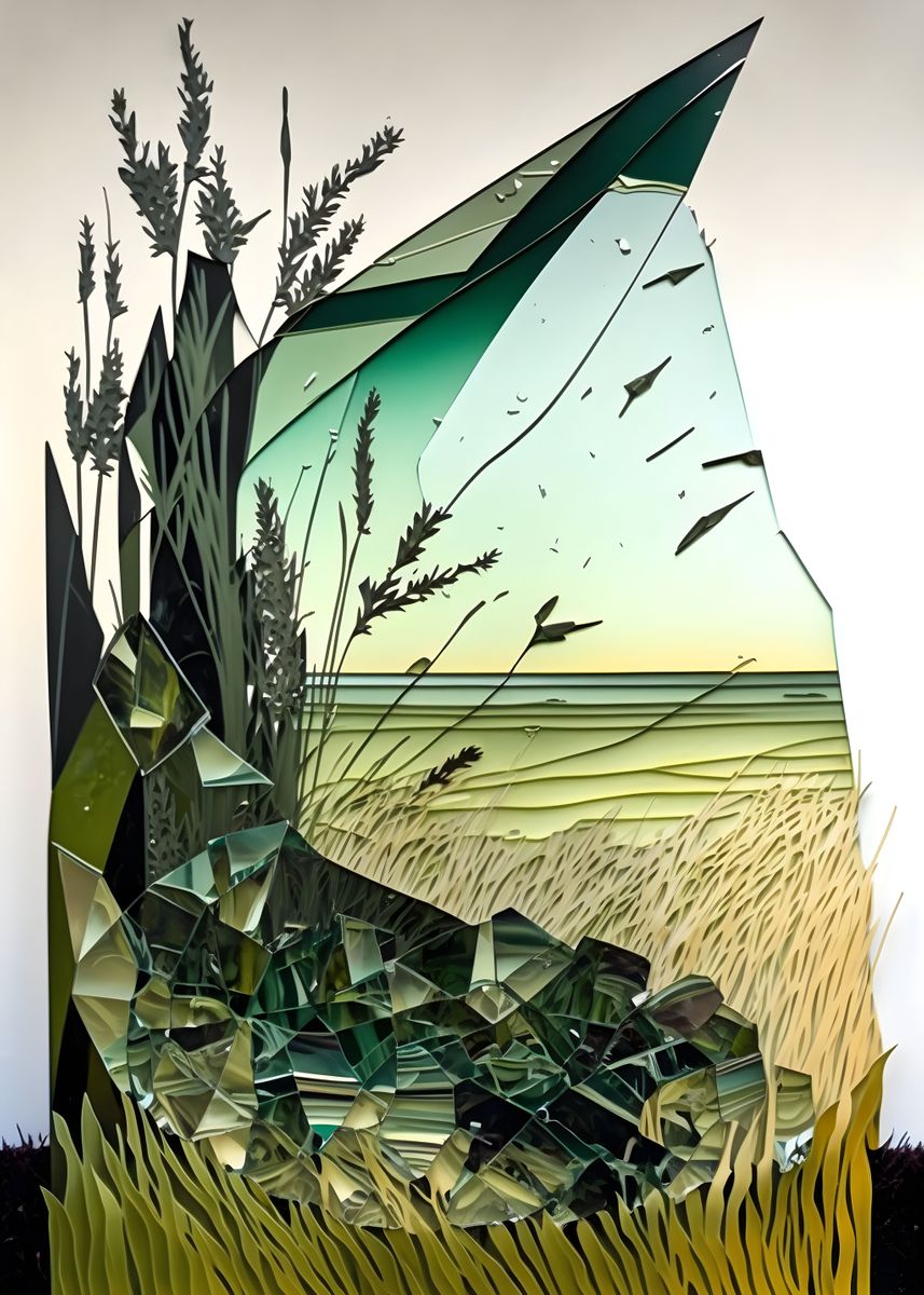 Shards Layout Poster 'Glass Shards Landscape' Poster, picture, metal print, paint by Alfred ...