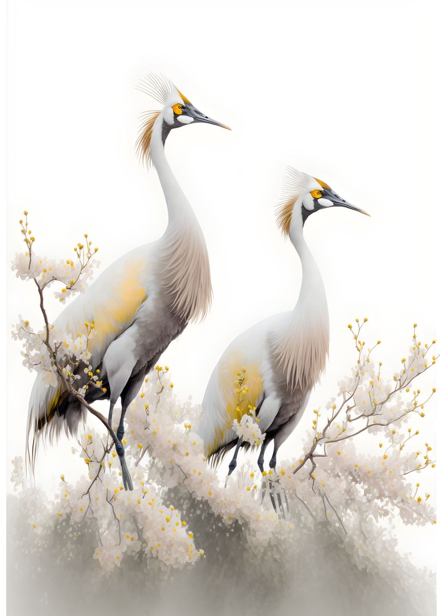 'Common Cranes' Poster, picture, metal print, paint by Alfred Ipkis ...