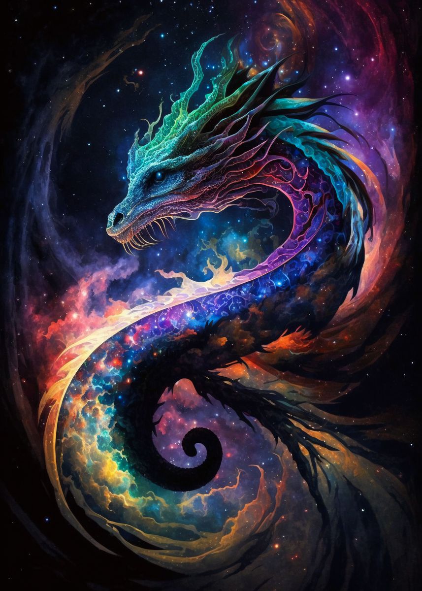 'ethereal Cosmic Dragon' Poster, Picture, Metal Print, Paint By Echelon 