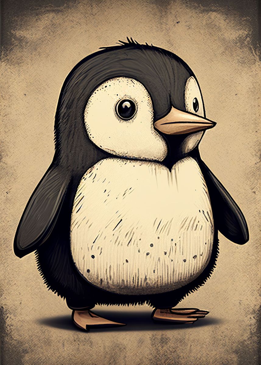 'Penguin Cartoon Animal' Poster, picture, metal print, paint by ...