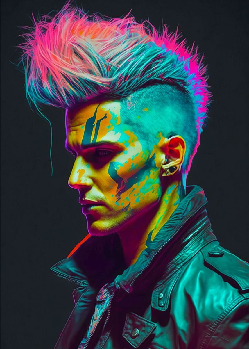 'Neon Cyberpunk Punk' Poster, picture, metal print, paint by Echelon ...