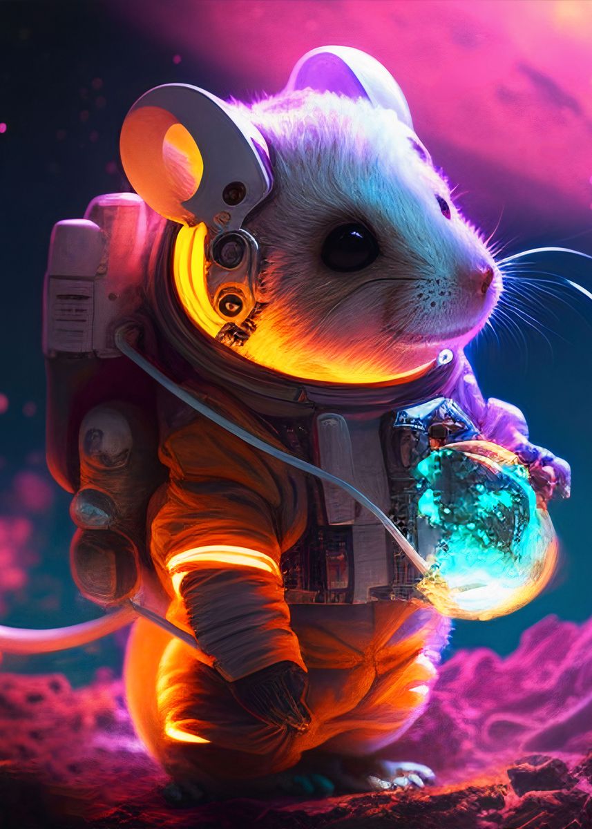 'Mouse in Space' Poster, picture, metal print, paint by Future e Displate