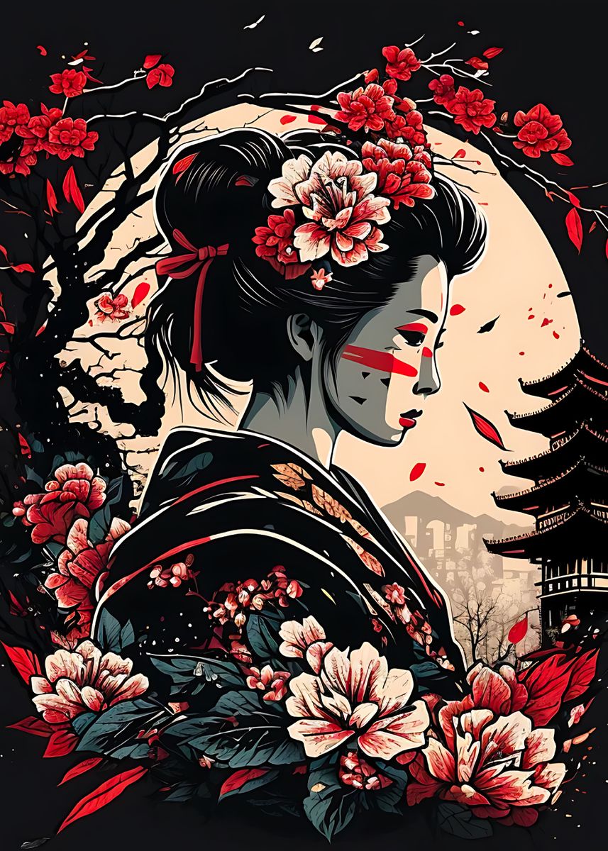 'gesiha japan' Poster, picture, metal print, paint by graficart | Displate