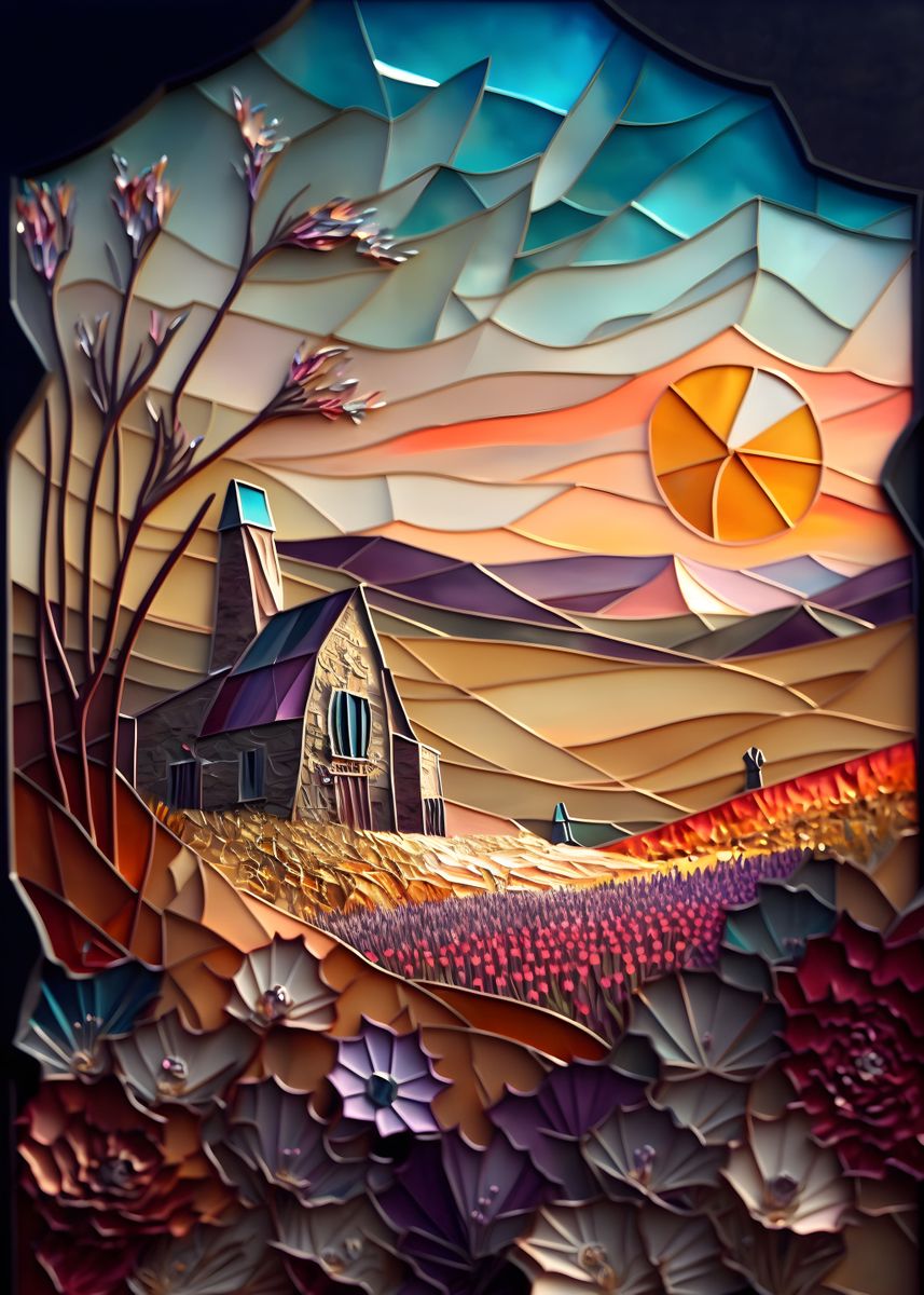 Shards Layout Poster 'Glass Shards Landscape' Poster, picture, metal print, paint by Alfred ...