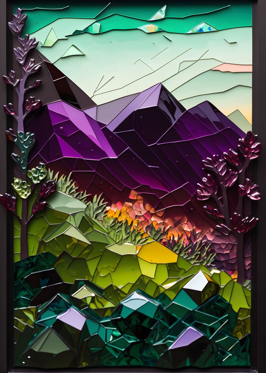 Shards Layout Poster 'Glass Shards Landscape' Poster, picture, metal print, paint by Alfred ...