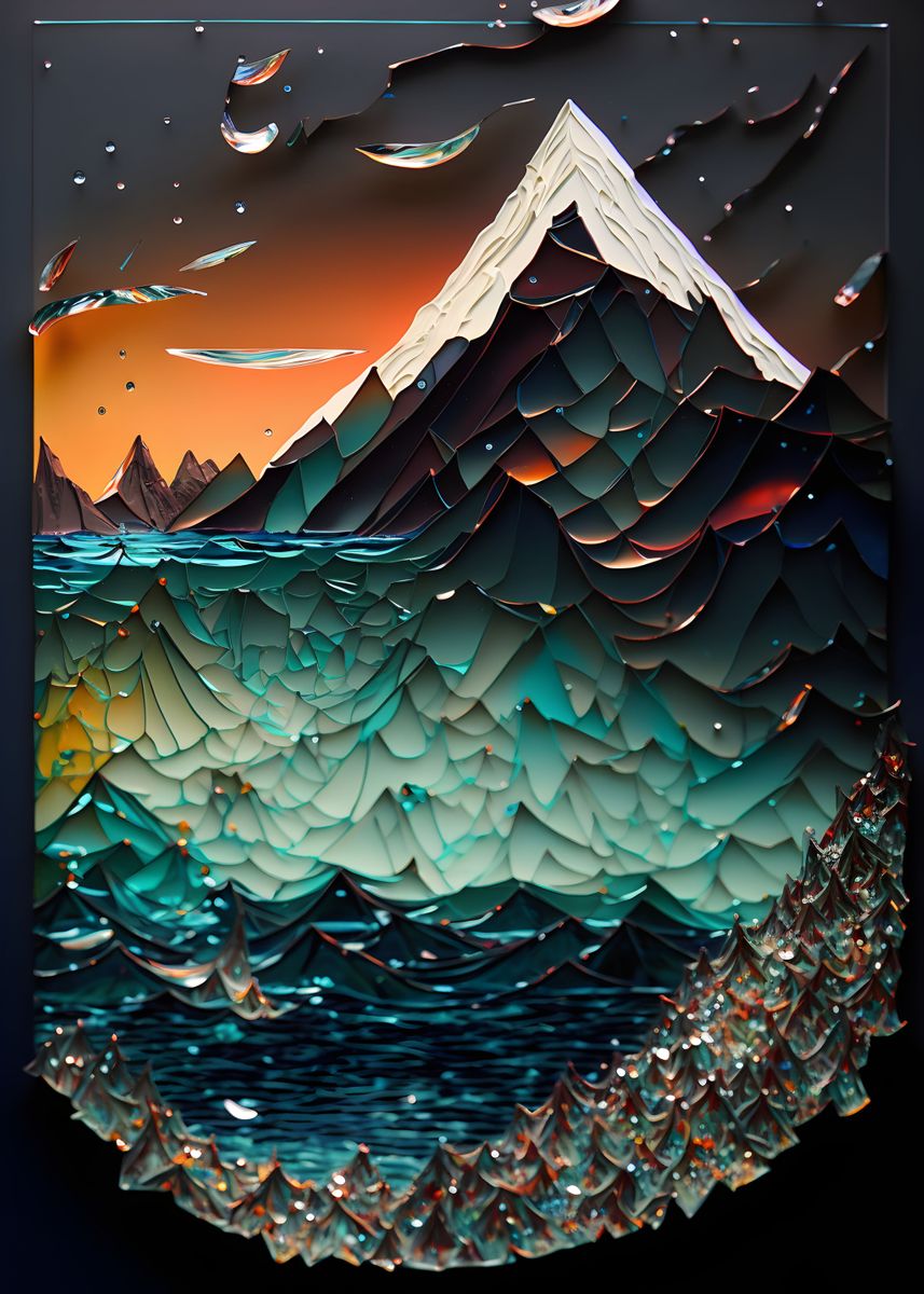 Shards Layout Poster 'Glass Shards Landscape' Poster, picture, metal print, paint by Alfred ...