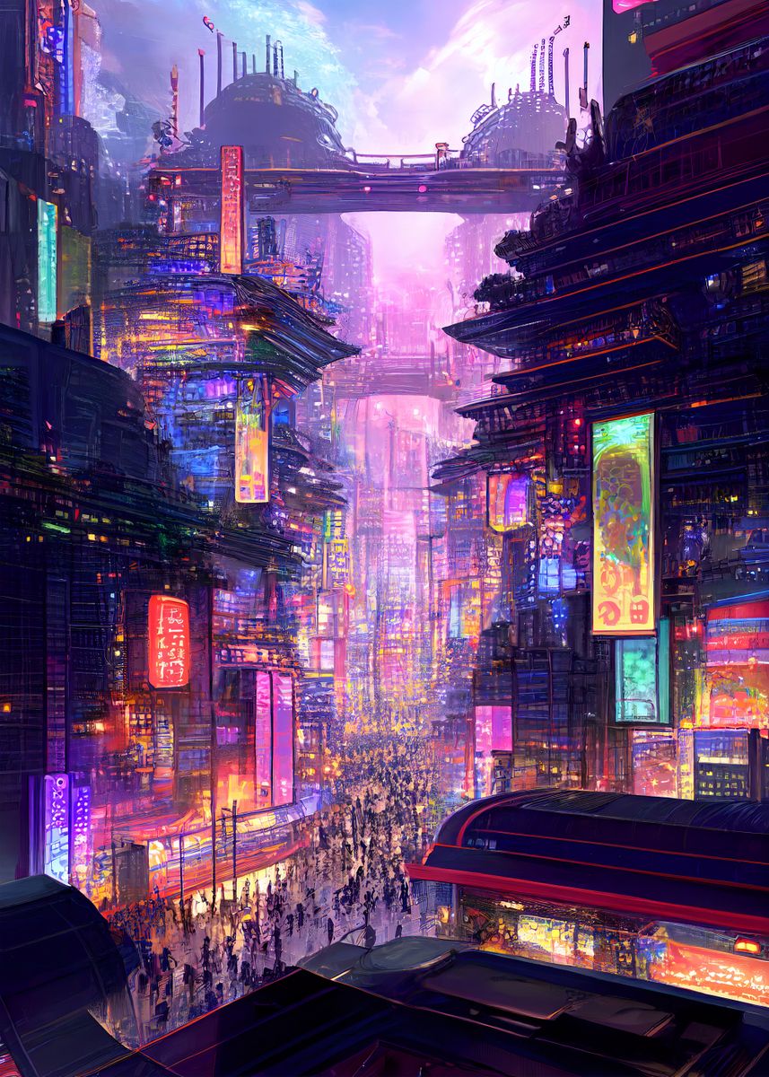 'Asian Future City' Poster, picture, metal print, paint by Digital Arts ...