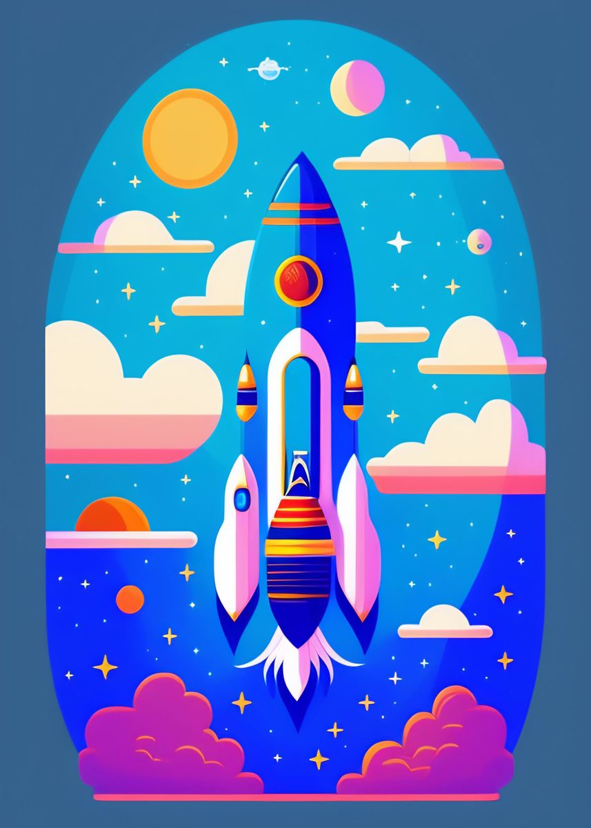 'Rocket in space Fantasy' Poster, picture, metal print, paint by ...