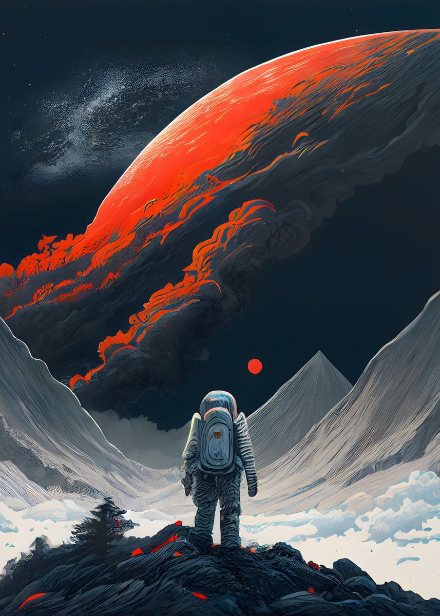 'Interstellar Red Moon' Poster, picture, metal print, paint by Alex ...
