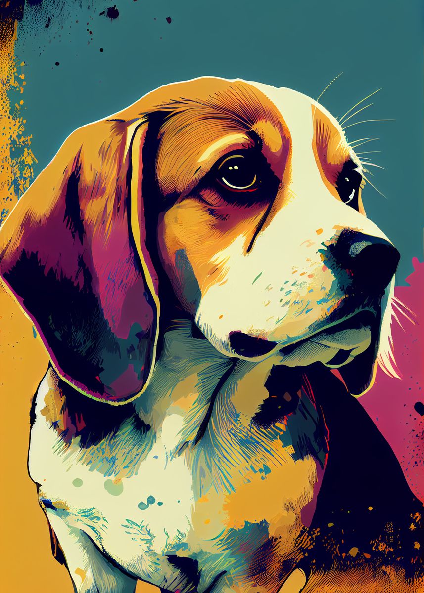 Beagle Pop Art Dog Poster Picture Metal Print Paint By Decoydesign