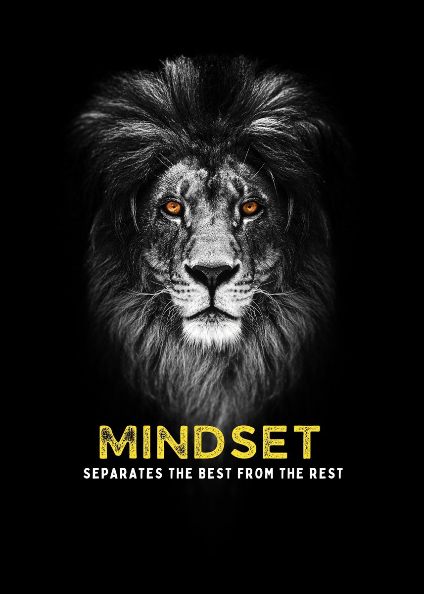 'Best Mindset Quote Lion' Poster, picture, metal print, paint by