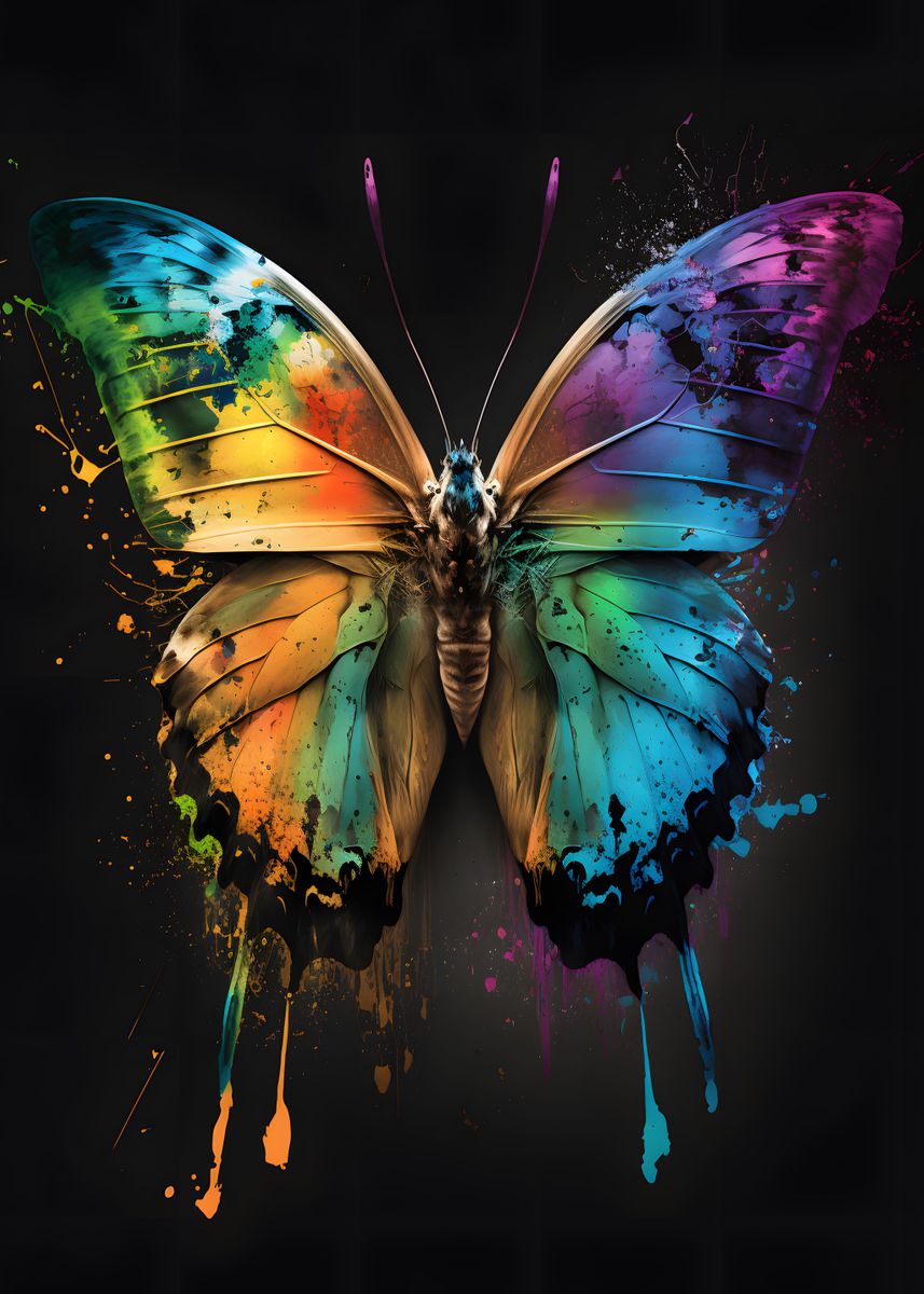 'Butterfly in graffiti art' Poster, picture, metal print, paint by ...