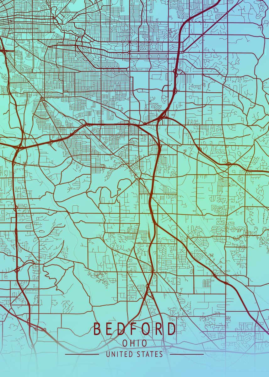'Bedford Ohio USA City Map ' Poster by Gigi Bgm Displate