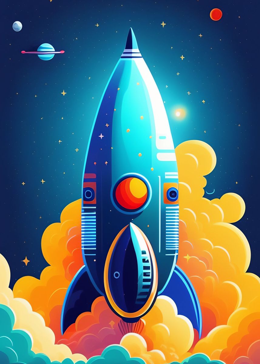 'Rocket in space Fantasy' Poster, picture, metal print, paint by ...