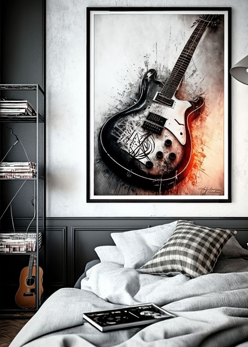'Electric Guitar' Poster, picture, metal print, paint by Steel Canvas
