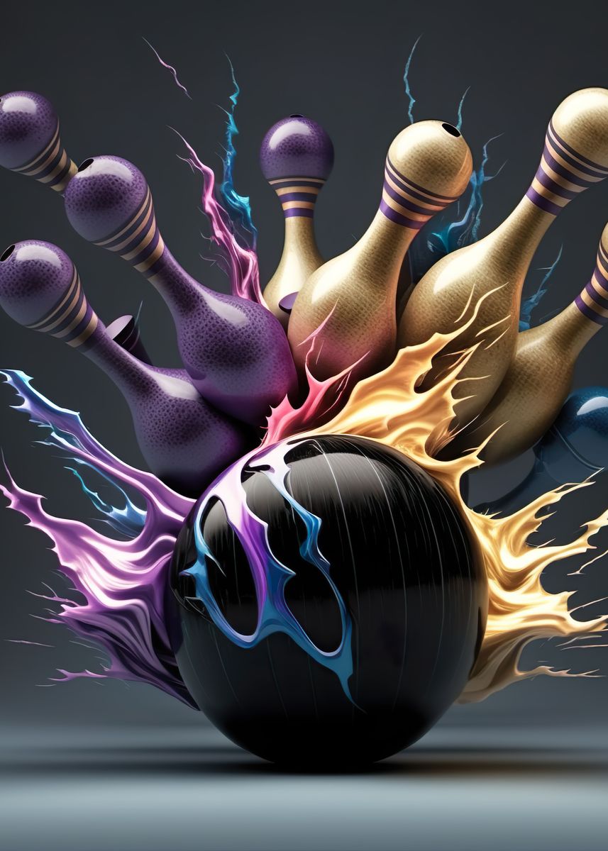 'Abstract Bowling Artwork' Poster, picture, metal print, paint by ...