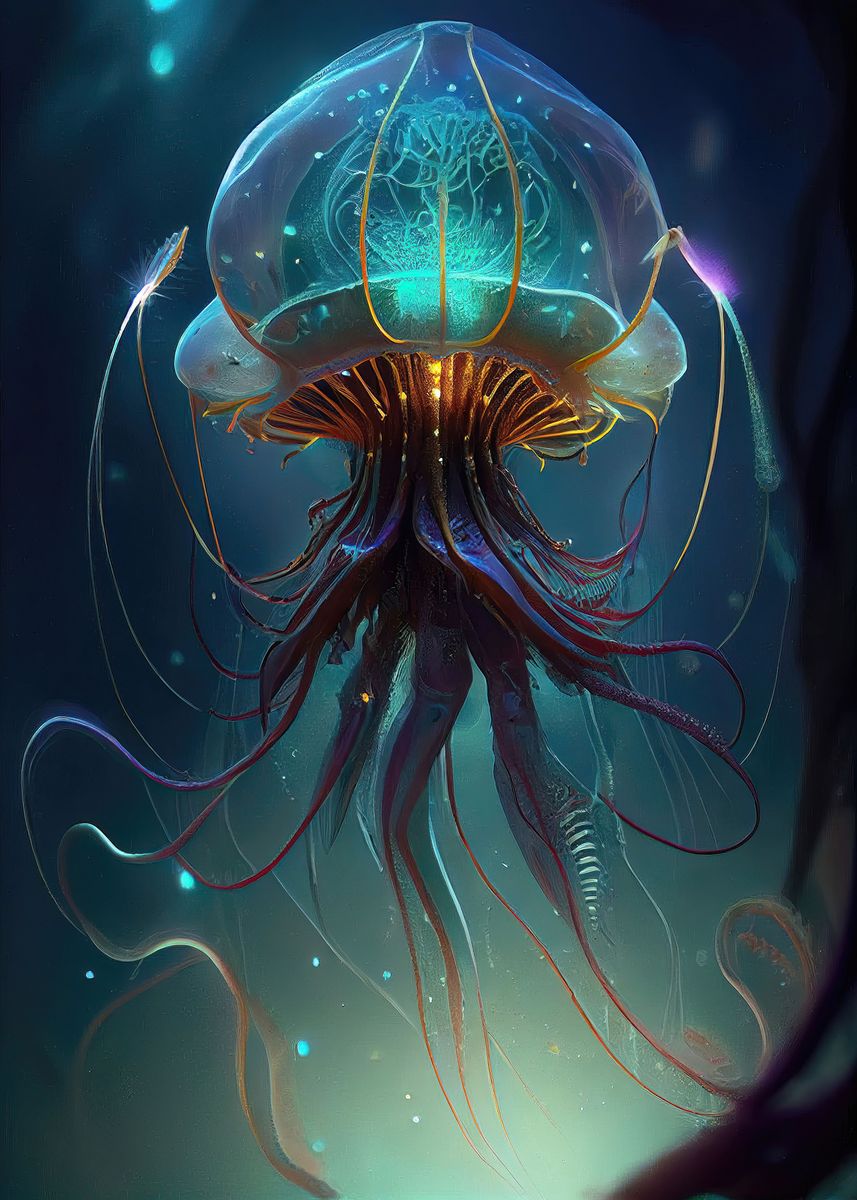 'Space Jellyfish' Poster, picture, metal print, paint by Chris Cupit