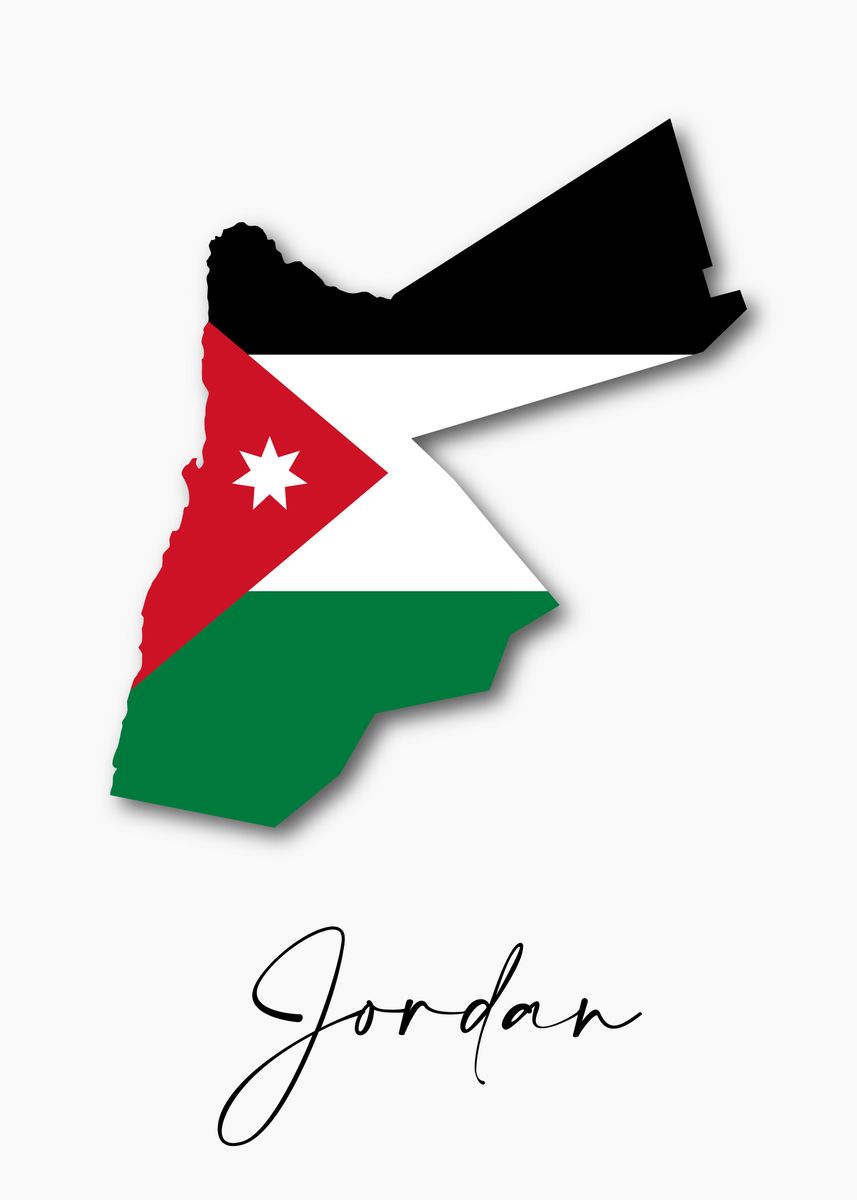 'Jordan Country Map Flag' Poster, picture, metal print, paint by ...