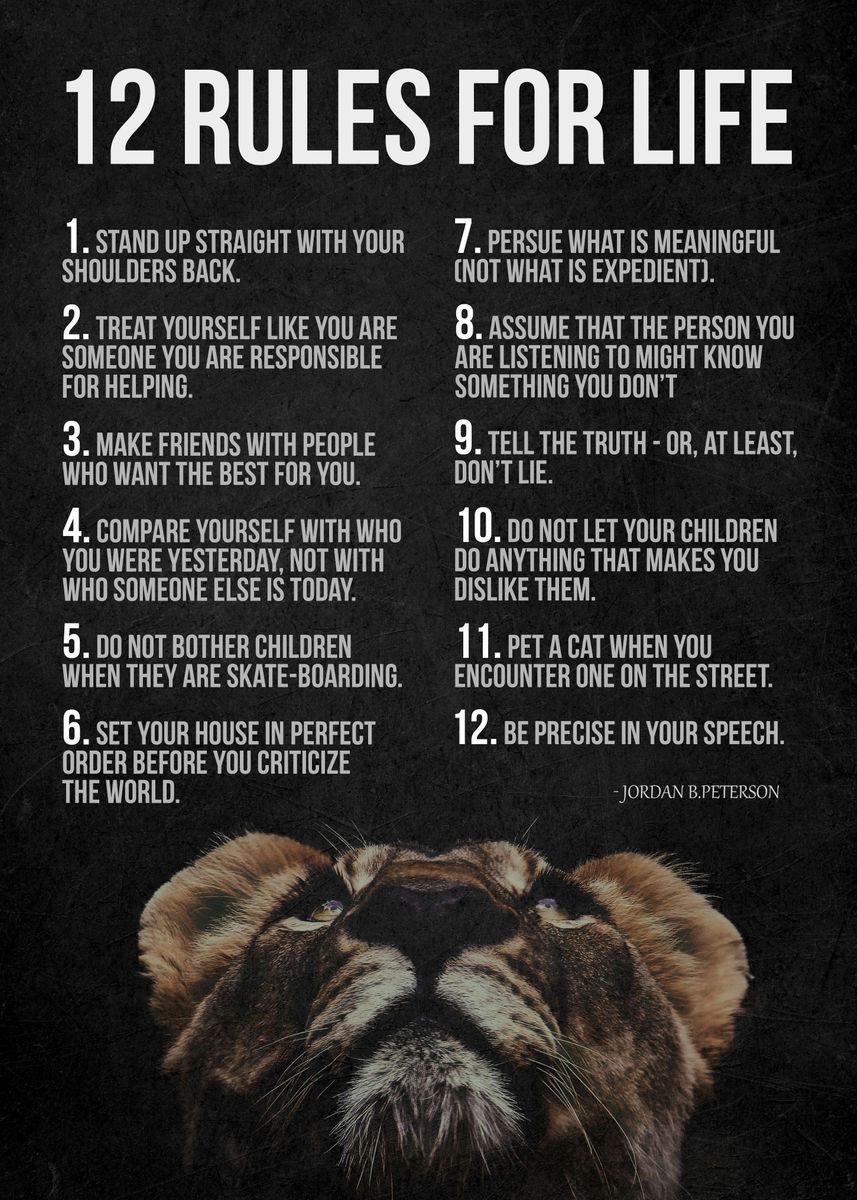  rules for life motivation poster picture metal print paint by