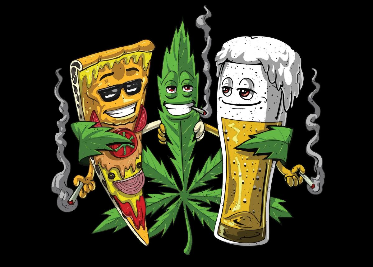 #39 Pizza beer hemp chill #39 Poster by Chris Feil Displate