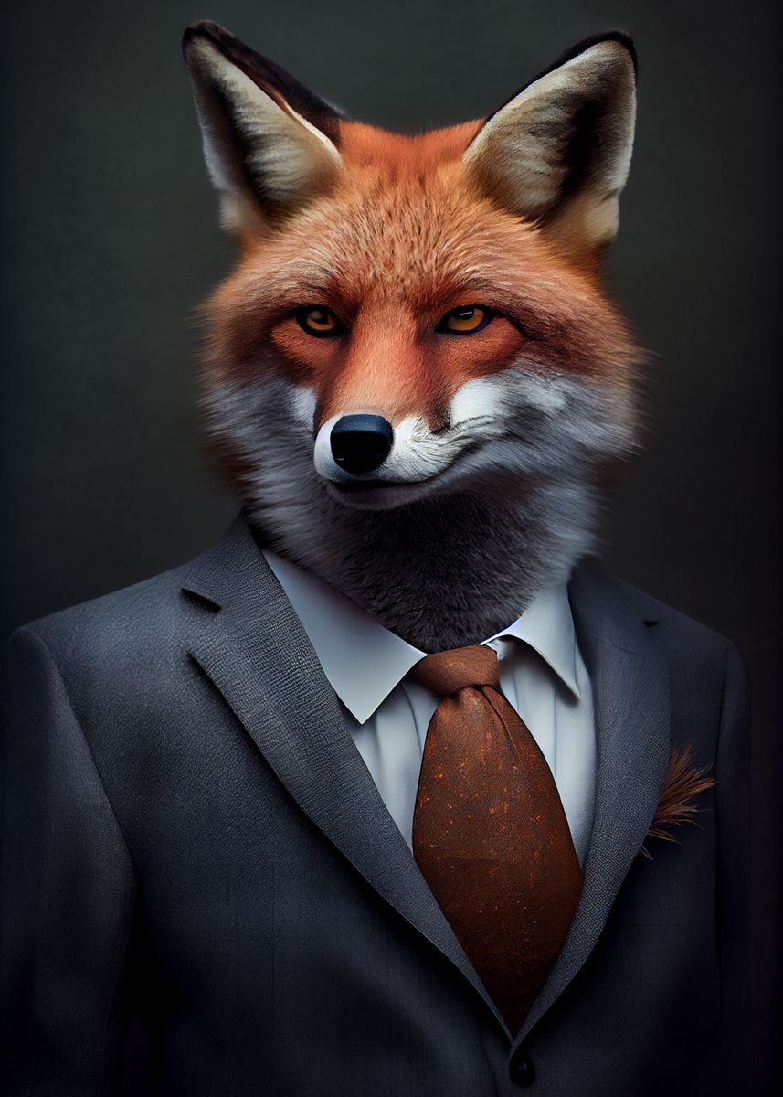 'Fox Suit' Poster, picture, metal print, paint by DecoyDesign | Displate