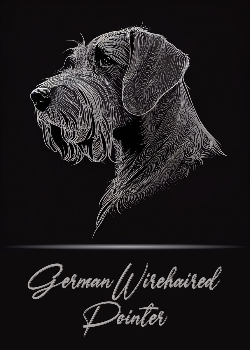 'German Wirehaired Pointer' Poster, picture, metal print, paint by ...