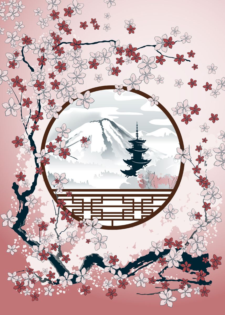 'Japanese Landscape' Poster, picture, metal print, paint by Bailey ...