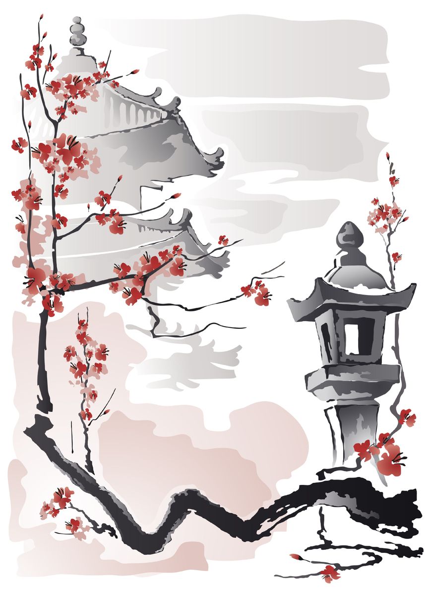'Japanese Landscape' Poster, picture, metal print, paint by Bailey ...