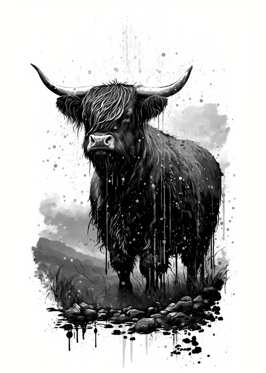 highland-cow-stencil-poster-picture-metal-print-paint-by-lalou