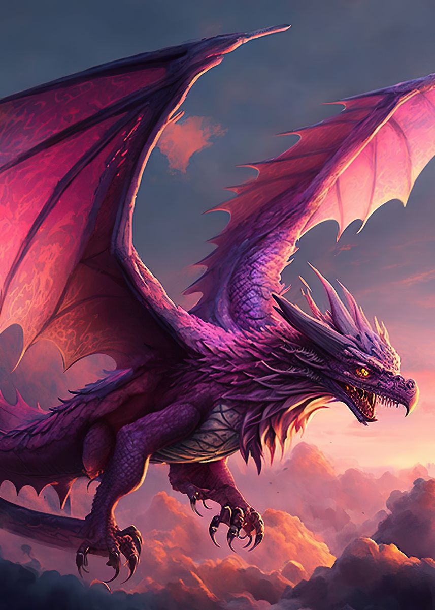 'Flying Stunning Dragon' Poster, picture, metal print, paint by ...