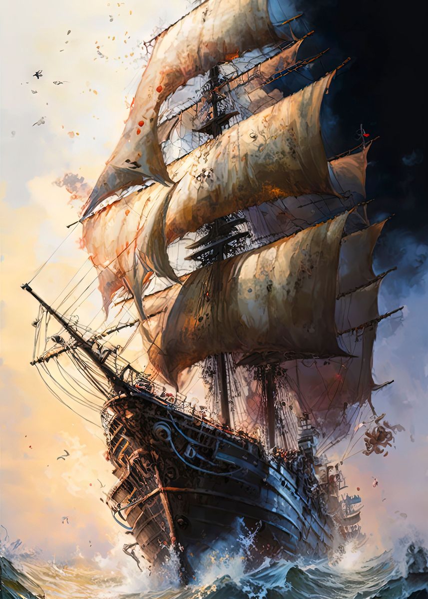 'The Majestic Tall Ship' Poster, picture, metal print, paint by Stephen ...