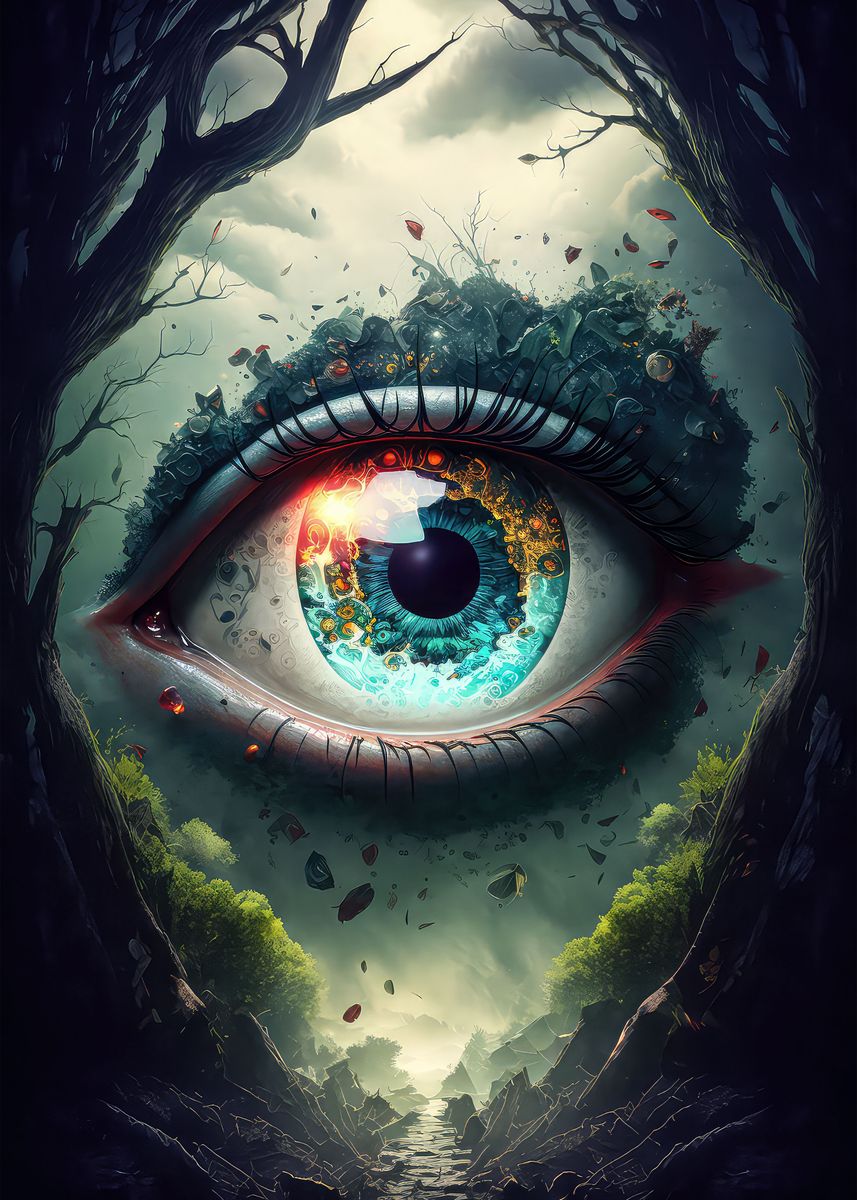 'Wind Mist Eye' Poster, picture, metal print, paint by Funny Fur | Displate