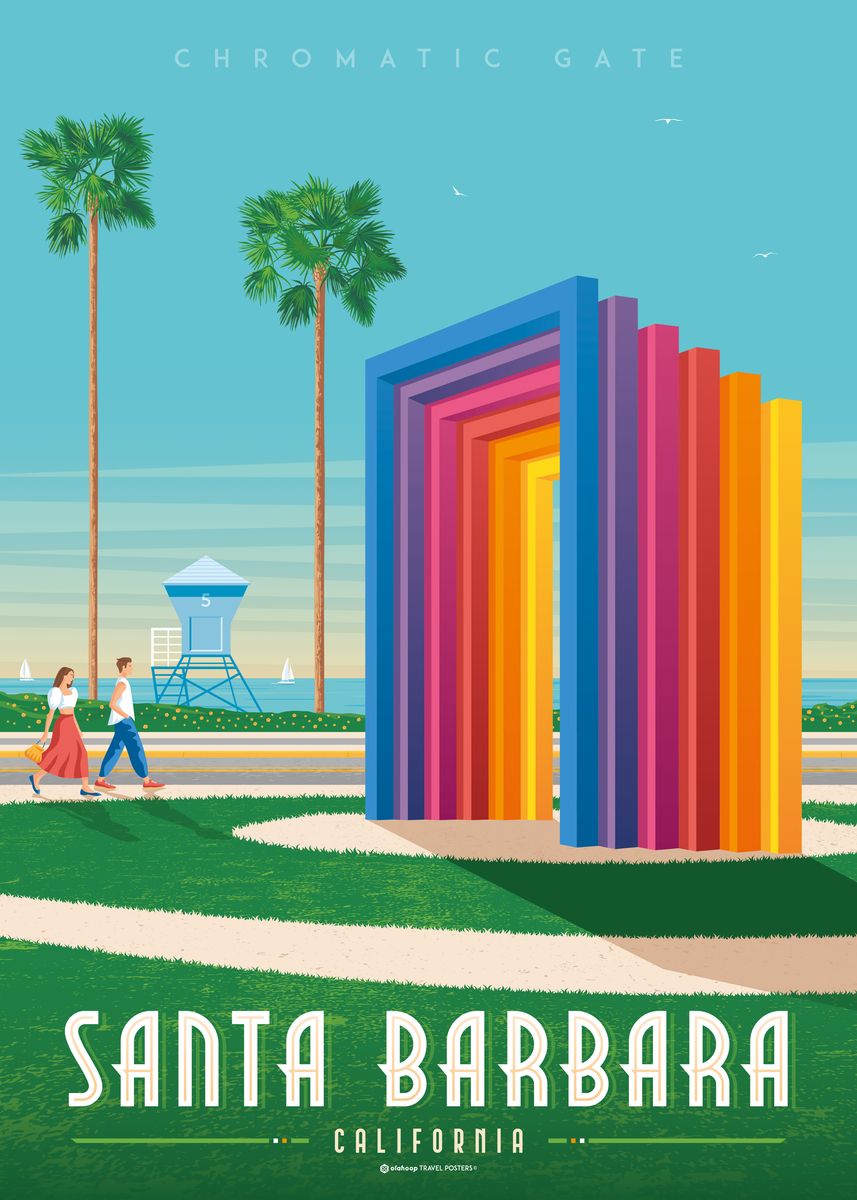 'Santa Barbara California' Poster by Olahoop Travel Posters | Displate