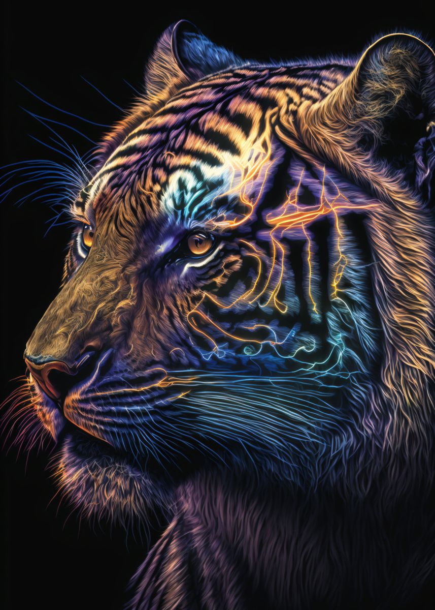 neon Tiger Poster By Marc Kunze Displate